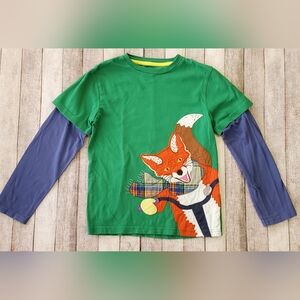 Mini Boden Green Fox Graphic Boys Shirt Size 9/10 HTF and Rare